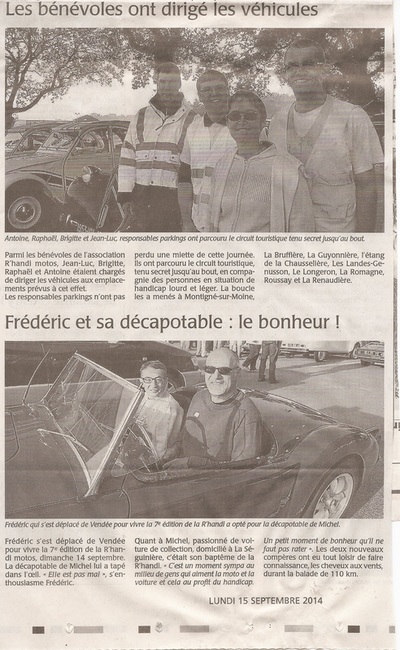 Article Presse Courrier de l'Ouest R'Handi Motos